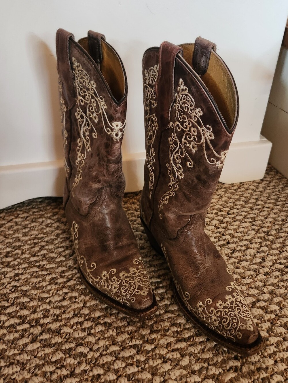 Youth Brown Embroidered Western Boots